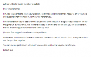 Letter of advice to a family member