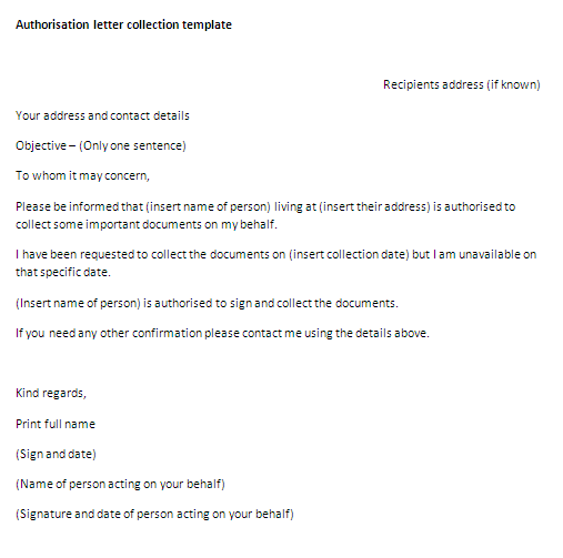 Authorisation Letter To Collect Documents from justlettertemplates.com