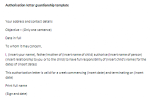Guardianship letter of authorisation template