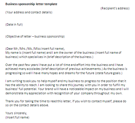 How to write a Business sponsorship letter