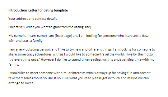 Letter of introduction for dating template
