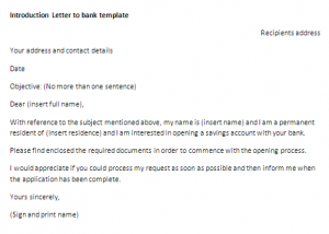 introduction letter bank