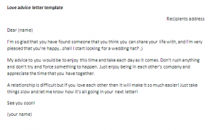 Letter of advice about love template