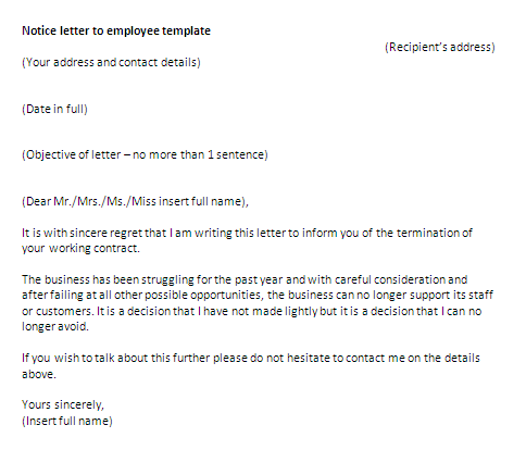 Formal Letter To Employee from justlettertemplates.com