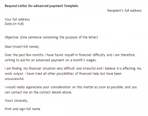 Letter of Request advanced payment