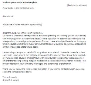 How to write a Student sponsorship letter