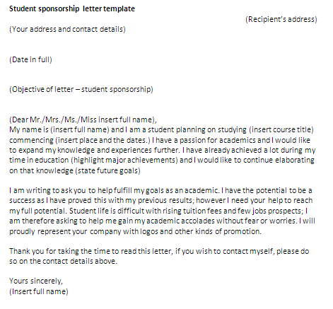 How to write a Student sponsorship letter