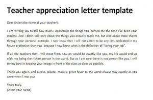 Teacher appreciation letter template | Just Letter Templates