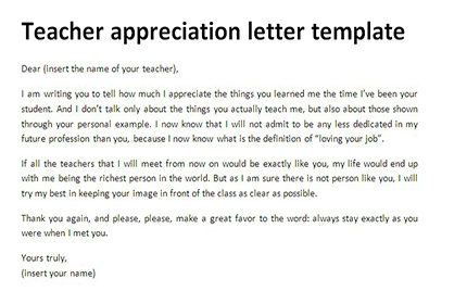 Thank you letter to teacher example
