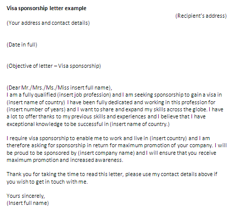 How to write a Visa sponsorship letter