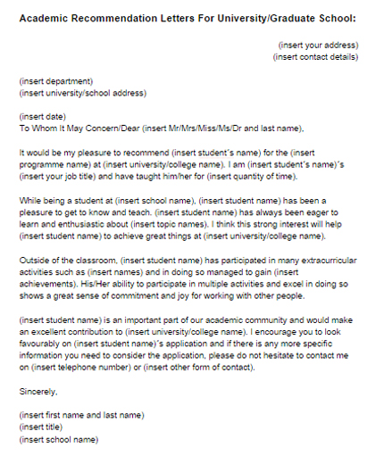 Sample Recommendation Letter For Student Going To College from justlettertemplates.com