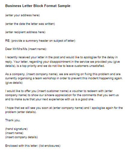 Example Of Business Letter Block Format