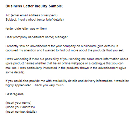 Business Letter Asking for Information