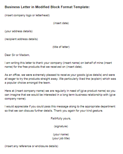 Business Letter Modified Block Format Template Just Letter Templates