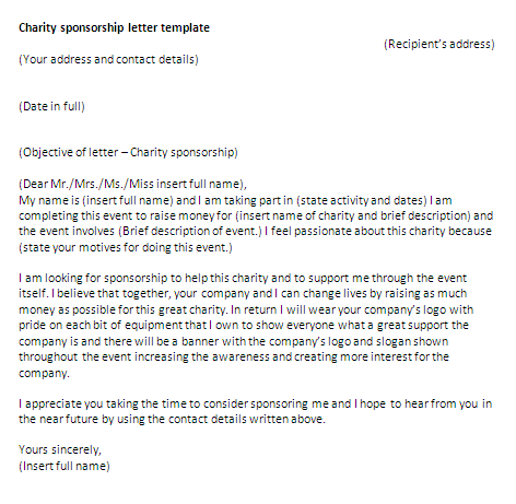 How to write a charity sponsorship letter