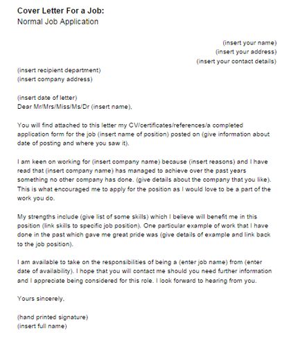 Cover Letter For A Job Application Cover Letter Employment