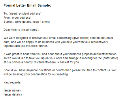 Formal Letter Email Sample | Formal Email Letter Template