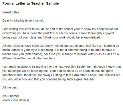 Example Of Letter For Teacher from justlettertemplates.com