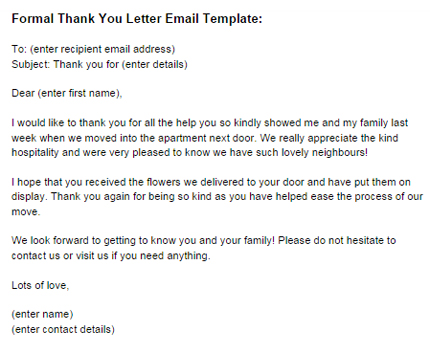 Formal Letter of Thanks by Email