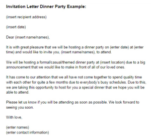 Invitation Letter Dinner Party | Just Letter Templates
