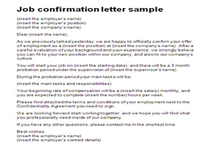 Employment Confirmation Letter Template from justlettertemplates.com