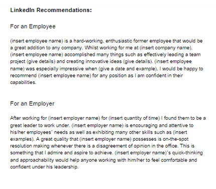 Recommendation Letters through LinkedIn
