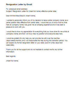 Email Letter Of Resignation from justlettertemplates.com